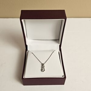 Helzberg 1/10ct Natural Diamond Love Knot Necklace & Pendant • 925 Silver